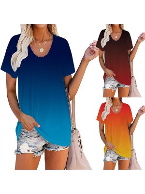 fashion clothing wholesale tie-dye gradient short-sleeved t-shirt spot #8966058