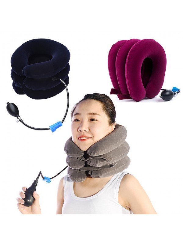 Cervical Vertebra Traction Apparatus Inflatable Massager Cervical Vertebra Cervical Bracket Domestic Medical Three-Layer Full Velvet Cervical Traction Device #8342884