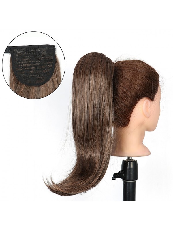 Synthetic Bounce Wraparound Ponytai 18Inch Straight Hairpiece With Clip in Hair Drawstring Ponytail Hair Extension Natural Black #8824833