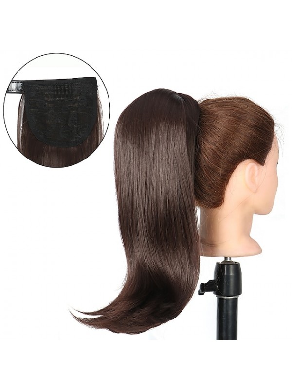 Synthetic Bounce Wraparound Ponytai 18Inch Straight Hairpiece With Clip in Hair Drawstring Ponytail Hair Extension Natural Black #8824833