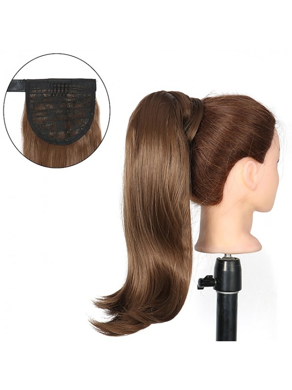 Synthetic Bounce Wraparound Ponytai 18Inch Straight Hairpiece With Clip in Hair Drawstring Ponytail Hair Extension Natural Black #8824833