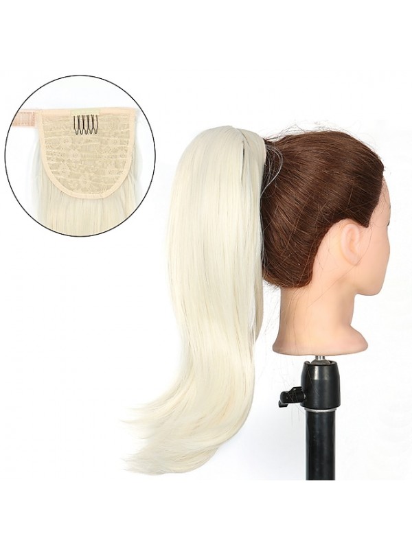 Synthetic Bounce Wraparound Ponytai 18Inch Straight Hairpiece With Clip in Hair Drawstring Ponytail Hair Extension Natural Black #8824833