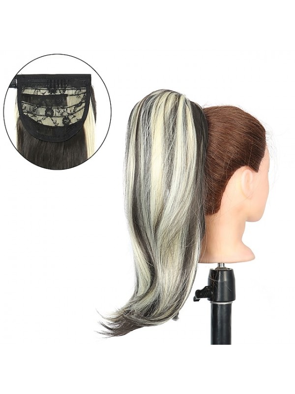 Synthetic Bounce Wraparound Ponytai 18Inch Straight Hairpiece With Clip in Hair Drawstring Ponytail Hair Extension Natural Black #8824833