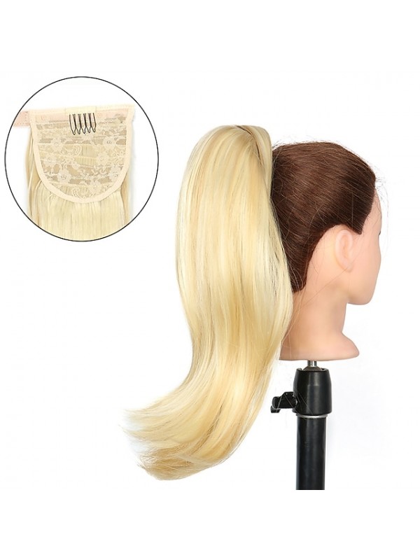 Synthetic Bounce Wraparound Ponytai 18Inch Straight Hairpiece With Clip in Hair Drawstring Ponytail Hair Extension Natural Black #8824833