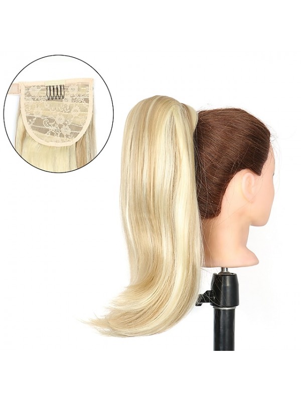 Synthetic Bounce Wraparound Ponytai 18Inch Straight Hairpiece With Clip in Hair Drawstring Ponytail Hair Extension Natural Black #8824833