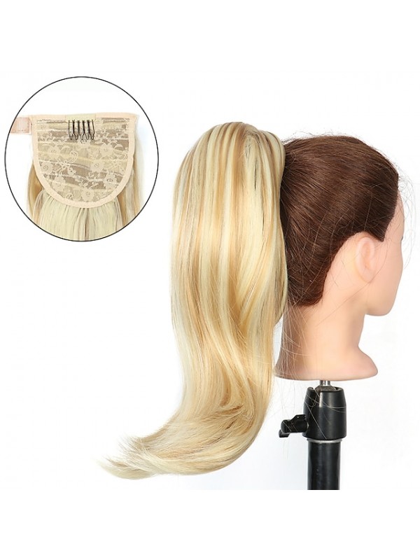 Synthetic Bounce Wraparound Ponytai 18Inch Straight Hairpiece With Clip in Hair Drawstring Ponytail Hair Extension Natural Black #8824833