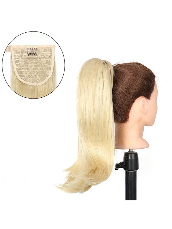 Synthetic Bounce Wraparound Ponytai 18Inch Straight Hairpiece With Clip in Hair Drawstring Ponytail Hair Extension Natural Black #8824833