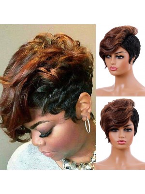 Brown Wigs for Women Short Curly Brown Wigs with Bangs Natural Short Haircuts for Women Synthetic Short Curly Wigs for Black Women Ombre Brown Short Pixie Cut Curly Wigs for Black Women #8606602