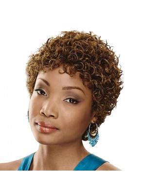 Human Hair Blend Wig Short Afro Curly Jerry Curl Short Bob Short Hairstyles 2020 Black Fashionable Design Comfortable Natural Hairline Capless Women's Dark Wine Medium Brown#4 Jet Black #1 8 inch #7151643