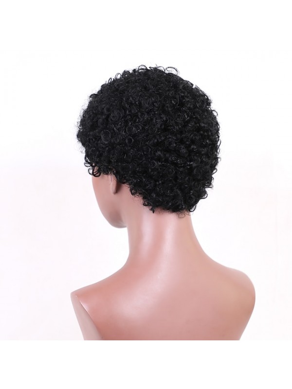 Human Hair Blend Wig Short Afro Curly Jerry Curl Short Bob Short Hairstyles 2020 Black Fashionable Design Comfortable Natural Hairline Capless Women's Dark Wine Medium Brown#4 Jet Black #1 8 inch #7151643