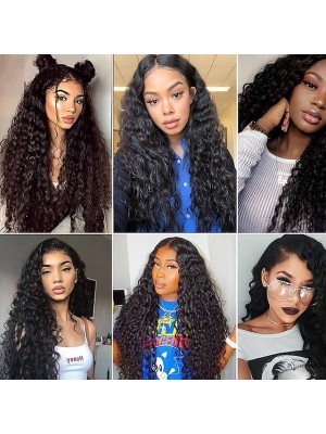 5*5 Lace Frontal Wig Natural Color Lace Front Wig 150% Density Water Wave Human Hair Pre Plucked Brazilian Remy Human Hair Wig #9018113