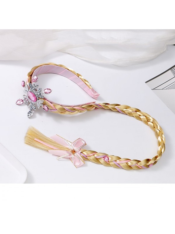 Colored Hair Extensions for Girls  50cm Children's Crown Frozen Wig Braid Princess Hairband Queen Aisha Headdress Girls Aisha Headband Hair Accessories #8903545