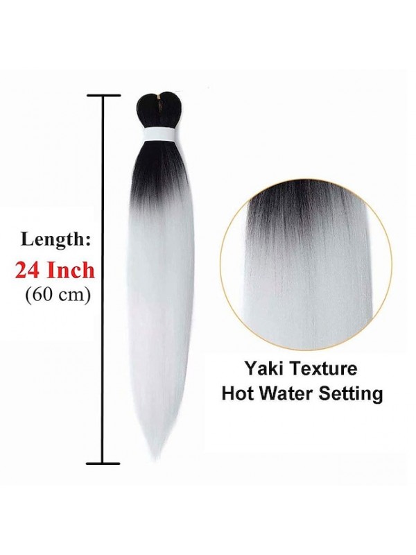 Pre Stretched Braiding Hair Ombre White 24 Inch Yaki Texture Easy Crochet Braids 7 Packs Synthetic Hair Extension for Braids Professional Braiding Hair for Twist Hair 24nch 7packs #8908192