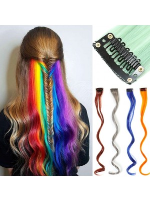 5pcs/set Synthetic Extentions Clip In One Piece Hair Extensions 22 inch Natural Wave For Women Daily Party Use #9031451