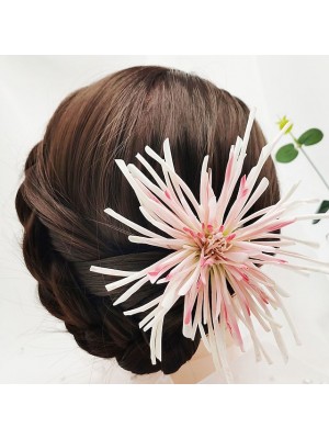 Artificial Flower Hair Clips Texture Crab Claw Chrysanthemum Silk Flower Fairy Air Fresh Han Clothing Headdress Ancient Style Shape After Pressing Travel Vacation Hairpin #9030296