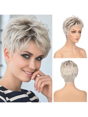 Piexie Cut Wigs for Women Short Pixie Cut Wig For White Ladies LONAI Short Hair Wig With Bangs Free Straight Hair Synthetic Wig For Everyday Use Party #9031431