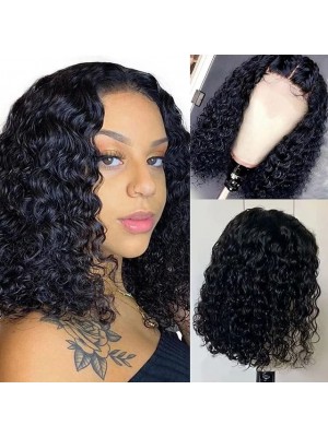 Lace Front Wigs Human Hair 4x4 Deep Wave Lace Closure Wig 10A 150% Density Brazilian Curly Human Hair Wigs for Black Women Natural Hairline 12-30 Inch Pre Plucked Short Curly Bob Wigs with Baby Hair #9025855