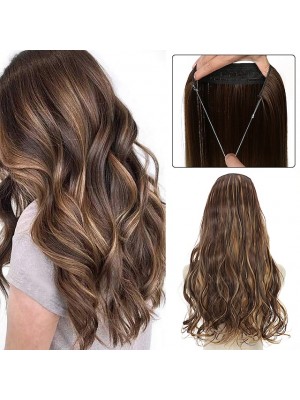 No Clip Halo Hair Extensions Long Wavy Ombre Secret Wire Hair Adjustable Transparent Wire One Piece Fish Line Fake HairPieces #8739167