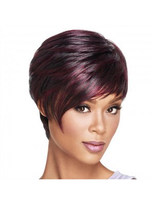 Black Wigs for Women Synthetic Wig Straight Straight Bob Short Bob with Bangs Wig Dark Wine Synthetic Hair Heat Resistant Ombre Hair Ombre #5829370