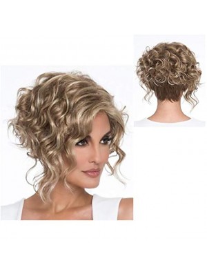 Blonde Wigs for Women Baruisi Short Curly Blonde Wigs for Women Synthetic Heat Resistant Side Part Halloween Cosplay Hair Wig #8573679