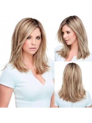 Blonde Wigs for Women Haircube Long Straight Blonde Wigs for Women Futura Synthetic Hair Wig with Dark Rooted Texture and Silky #8699023