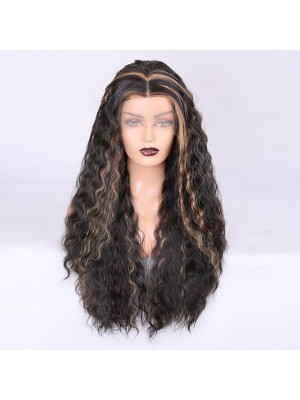 Synthetic Lace Wig Curly Style 16-26 inch Mixed Color Middle Part 13*2.5 lace front Wig All Wig Black / Brown / Daily Wear / Party / Evening #9029108