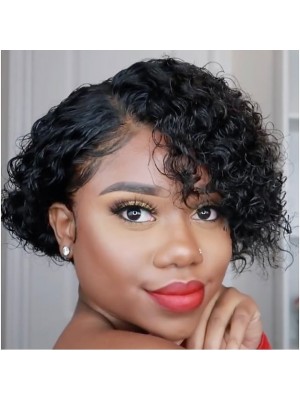 Black Wigs For Women Synthetic Wig Afro Curly Middle Part Wig Short Black Women's Soft #8918855