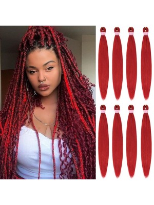 Pre Stretched Braiding Hair 28 Inch 8 Packs Red Braiding Hair Synthetic Fiber Crochet Twist Braids Soft Yaki Straight Texture 28nch 8packs #8908191