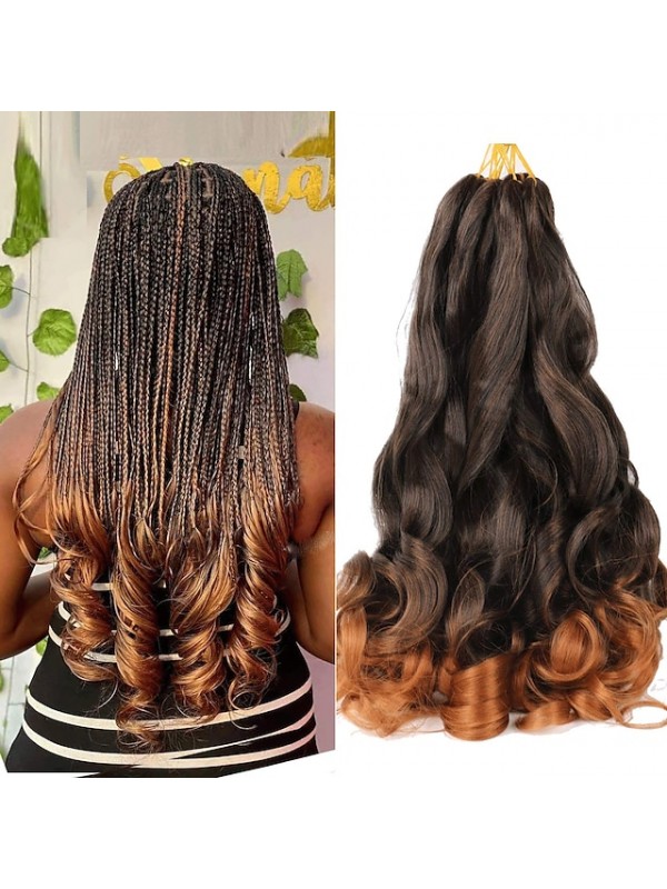 6 Pack Pre Stretched Bouncy Braiding Hair 22 Inch Loose Wavy Braiding Hair Pre Streched 75/Pack French Curls Synthetic Hair Extensions T30 22inch 6packs #8913032