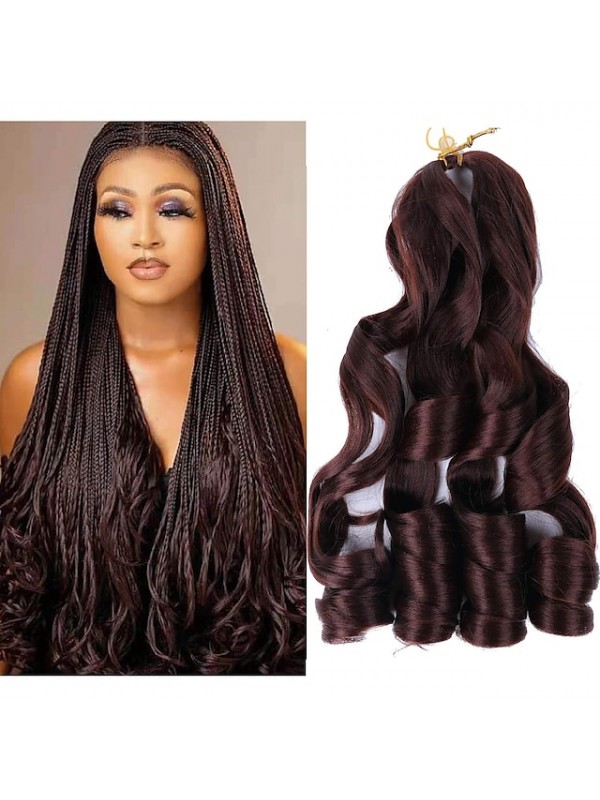 6 Pack Pre Stretched Bouncy Braiding Hair 22 Inch Loose Wavy Braiding Hair Pre Streched 75/Pack French Curls Synthetic Hair Extensions T30 22inch 6packs #8913032