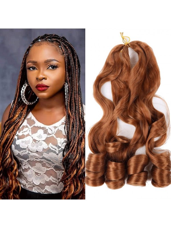 6 Pack Pre Stretched Bouncy Braiding Hair 22 Inch Loose Wavy Braiding Hair Pre Streched 75/Pack French Curls Synthetic Hair Extensions T30 22inch 6packs #8913032