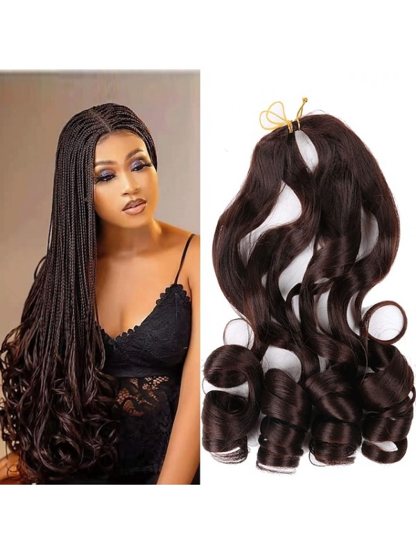 6 Pack Pre Stretched Bouncy Braiding Hair 22 Inch Loose Wavy Braiding Hair Pre Streched 75/Pack French Curls Synthetic Hair Extensions T30 22inch 6packs #8913032