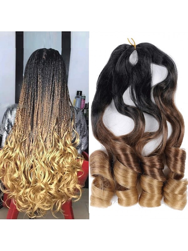 6 Pack Pre Stretched Bouncy Braiding Hair 22 Inch Loose Wavy Braiding Hair Pre Streched 75/Pack French Curls Synthetic Hair Extensions T30 22inch 6packs #8913032