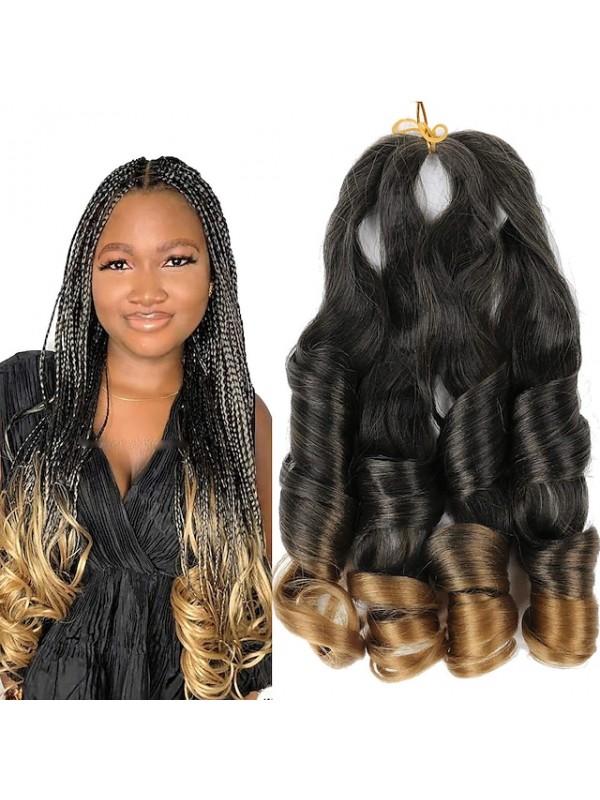 6 Pack Pre Stretched Bouncy Braiding Hair 22 Inch Loose Wavy Braiding Hair Pre Streched 75/Pack French Curls Synthetic Hair Extensions T30 22inch 6packs #8913032