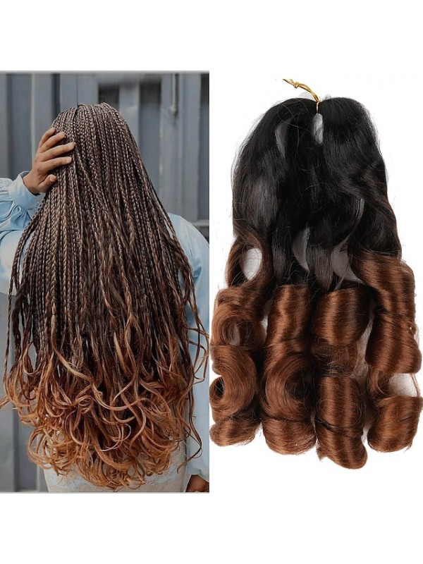 6 Pack Pre Stretched Bouncy Braiding Hair 22 Inch Loose Wavy Braiding Hair Pre Streched 75/Pack French Curls Synthetic Hair Extensions T30 22inch 6packs #8913032