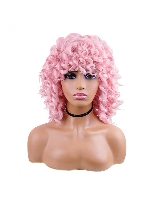 Short Curly Hair Wig Braided Wig Fluffy Fluffy Wavy Big Curly Hair African Synthetic Wig Natural Styling Half Wig Ladies Breathable Rose Mesh Wig #8942805