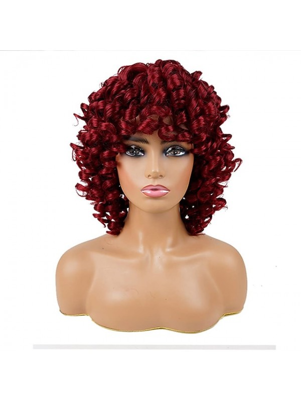 Short Curly Hair Wig Braided Wig Fluffy Fluffy Wavy Big Curly Hair African Synthetic Wig Natural Styling Half Wig Ladies Breathable Rose Mesh Wig #8942805