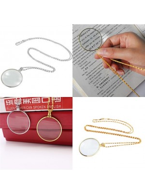 5X Jewelry Magnifier Lens Shaped Earrings Magnifier Chain Monocle Necklace Long Chain for Library, Reading, Zooming, Jewelry, Crafts Needlework #8706779