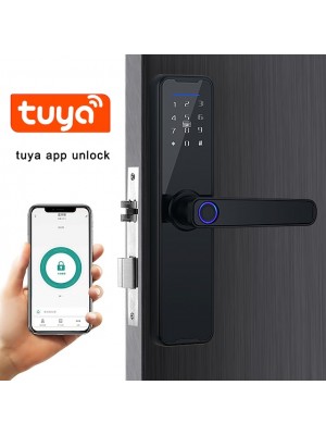 Indoor bedroom door lock fingerprint password lock Tuya intelligent wooden door room lock office electronic lock #8923782