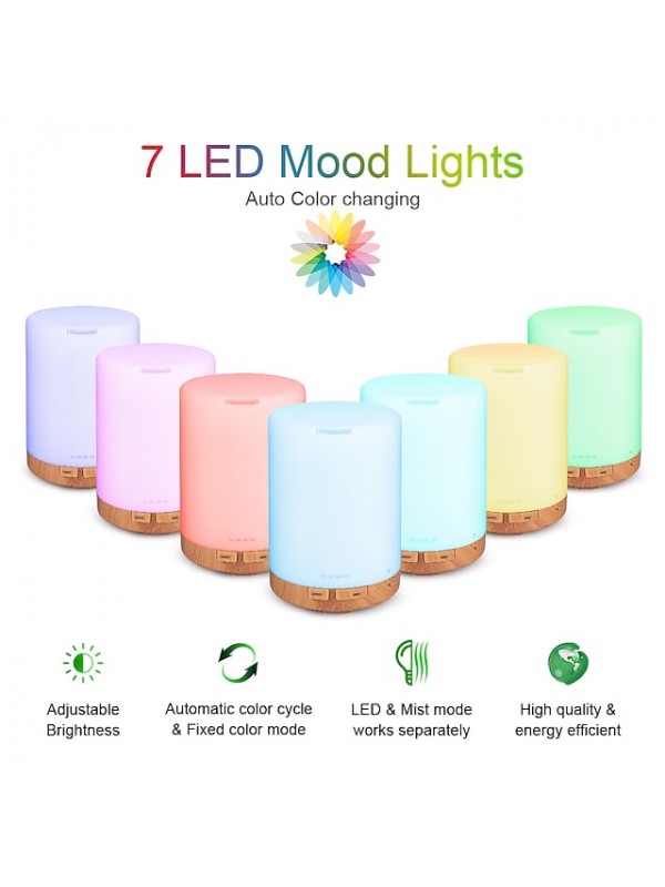 300ml Essential Oil Diffuser Ultrasonic Aromatherapy Scented Diffuser Humidifier for BedroomBaby RoomSpa with 7 LED Color Lights and Waterless Auto Shut-Off BPA-Free #9007978