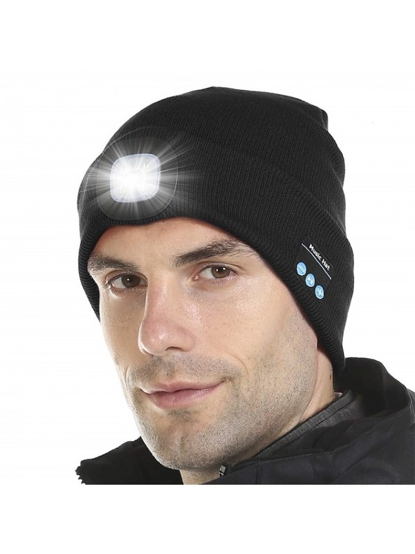 Sleep Headphones Wireless Bluetooth Beanie Hat with Light LED Cap with Headphones Built-in Stereo Speakers & Mic Tech Gift for Men Women Dad #8943259