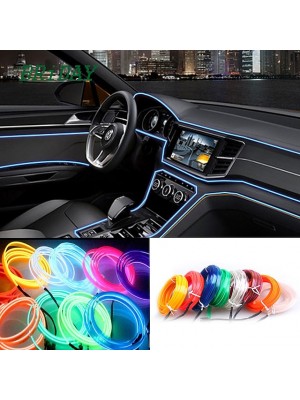 Neon Light El Wire for Automotive Car Interior Decoration Flexible Car Interior Lighting LED Strip Garland Wire Rope Tube Line Neon Light With Cigarette Drive controller 8 colors 12v (5M/15FT, Blue) #7875205