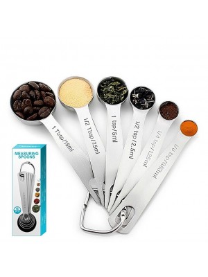 6Pcs Stainless Steel Measuring Spoons Set for Baking Cooking #8066130