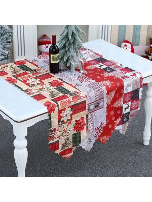 Holidays Party Table Runner Cotton Linen Rustic Table Decor Runners Kitchen Dining Table Decorations for Indoor Outdoor Xmas #8913422