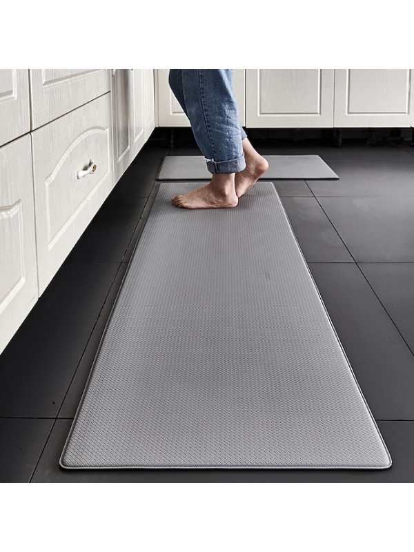 Thickened Pu Leather Floor Mat Waterproof Oil-proof Slow-rebound Floor Mat Long Strip Household Waterproof Non-slip Mat Can Be Scrubbed #8983702