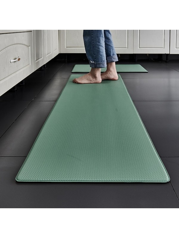 Thickened Pu Leather Floor Mat Waterproof Oil-proof Slow-rebound Floor Mat Long Strip Household Waterproof Non-slip Mat Can Be Scrubbed #8983702