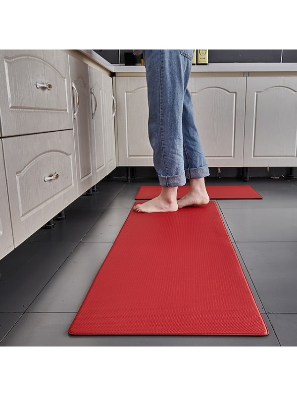 Thickened Pu Leather Floor Mat Waterproof Oil-proof Slow-rebound Floor Mat Long Strip Household Waterproof Non-slip Mat Can Be Scrubbed #8983702