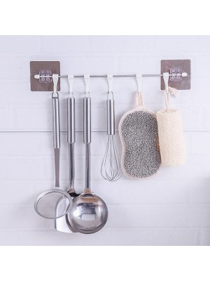 Stainless Steel Rod Non-marking Stickers 6 even Hooks Multi-purpose 6 Hooks Kitchen and Bathroom Storage and Finishing Six Rows of Hooks Removable Hooks Storage Artifact #8763164