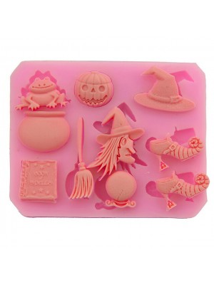 Halloween Pumpkin Broom Witch Shape Silicone Mold Chocolate Fondant Cake Baking Diy Glue Hand Decoration #8823273