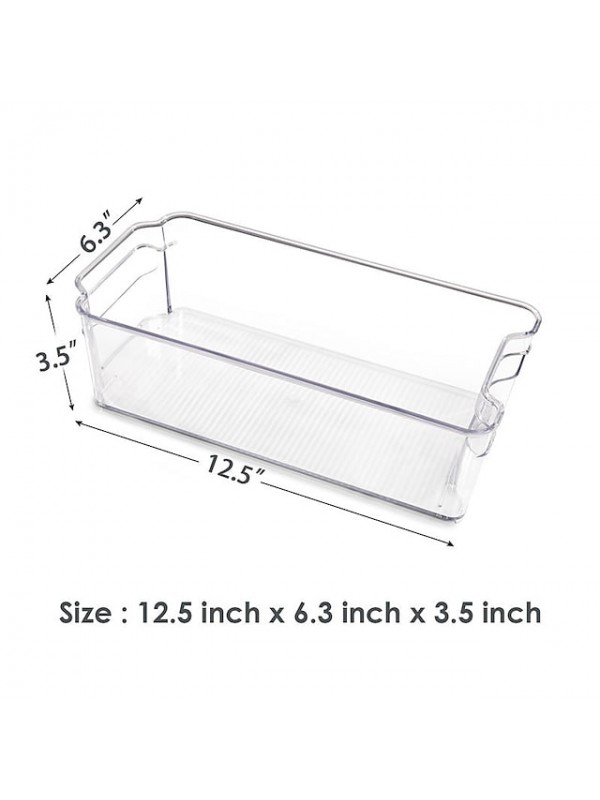 Refrigerator Organizer Bins Clear Plastic Bins for Fridge Freezer Kitchen Cabinet Pantry Organization BPA Free Fridge Organizer 12.5" Long Clear #8761694